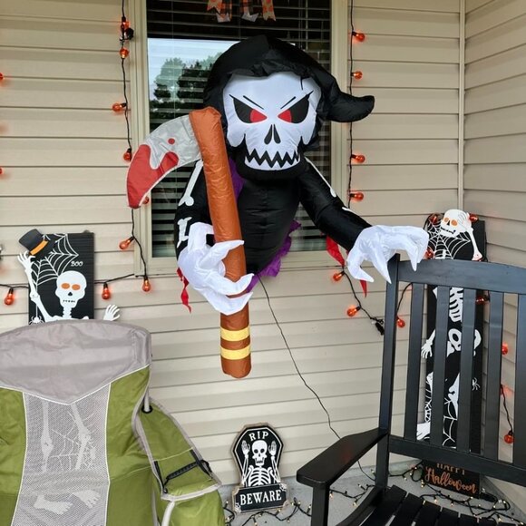3.5FT Skeleton GrimReaper Halloween Blow Up Inflatable Decoration with LED Light - Picture 1 of 13